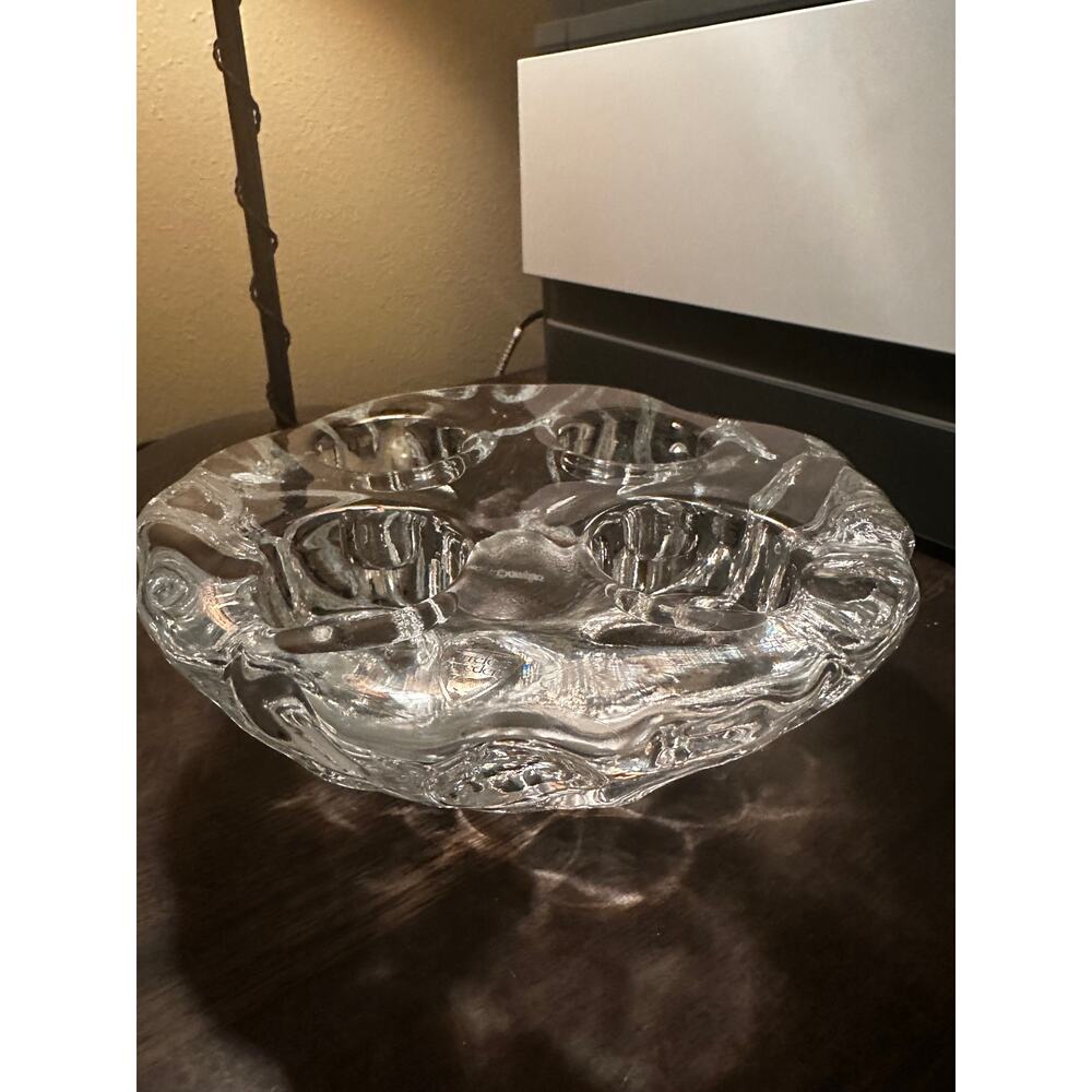 ORREFORS SWEDEN HEAVY CRYSTAL TEA LIGHT HOLDER